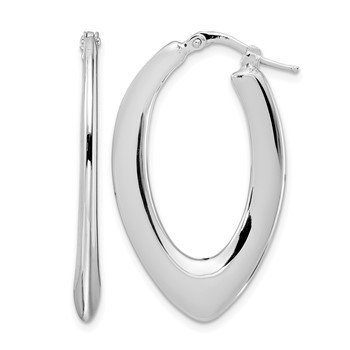 Leslie's Sterling Silver Rhod-plated Polished Oval Hoop Earrings