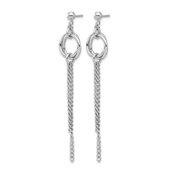 Leslie's Sterling Silver RH-plated Polished Circle Drop Chain Post Earrings — alternate view
