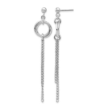 Leslie's Sterling Silver RH-plated Polished Circle Drop Chain Post Earrings
