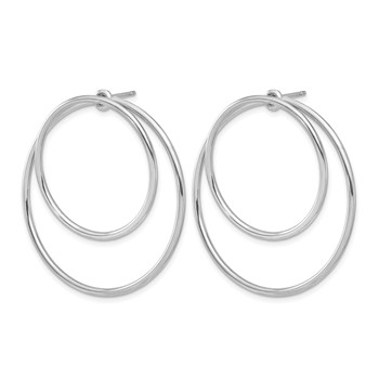 Leslie's Sterling Silver RH-plated Polished Double Circle Front and Back Ea — alternate view