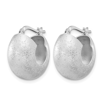 Leslie's Sterling Silver Rhodium-plated Sparkle Hoop Earrings — alternate view