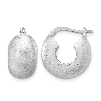 Leslie's Sterling Silver Rhodium-plated Sparkle Hoop Earrings