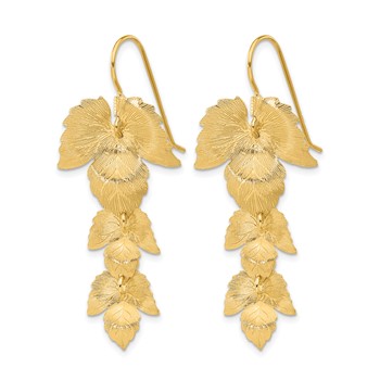 Leslie's Sterling Silver Gold-plated Etched Leaves Dangle Earrings — alternate view