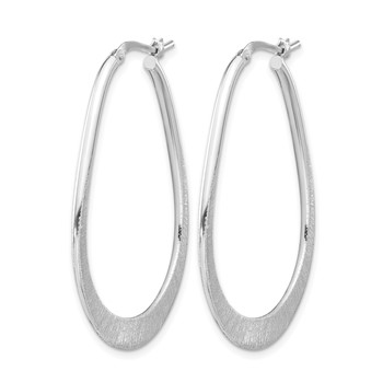 Leslie's Sterling Silver Rhodium-plated Etched Hoop Earrings — alternate view