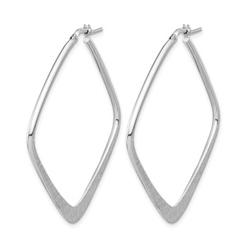 Leslie's Sterling Silver Rhodium-plated Etched Square Hoop Earrings — alternate view
