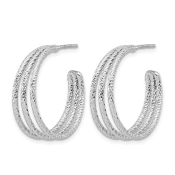Leslie's Sterling Silver Rh-plated Diamond Cut J-Hoop Earrings — alternate view
