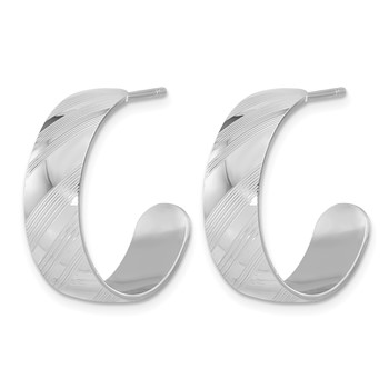 Leslie's Sterling Silver Rh-plated Etched Stripe Hoop Earrings — alternate view