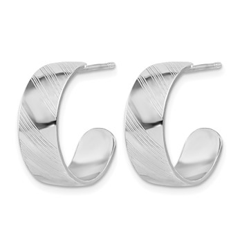 Leslie's Sterling Silver Rh-plated Etched Stripe Hoop Earrings — alternate view