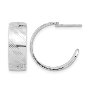 Leslie's Sterling Silver Rh-plated Etched Stripe Hoop Earrings