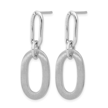 Leslie's Sterling Silver Rh-plated Polished and Satin Oval Dangle Earrings — alternate view