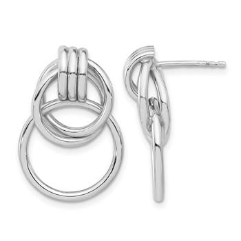 Leslie's Sterling Silver Rh-plated Polished Circle Drop Post Earrings