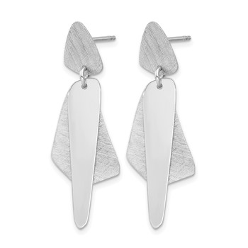 Leslie's Sterling Silver RH-plated Polished and Brushed Post Dangle Earring — alternate view