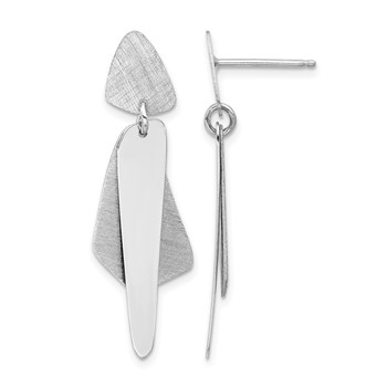 Leslie's Sterling Silver RH-plated Polished and Brushed Post Dangle Earring