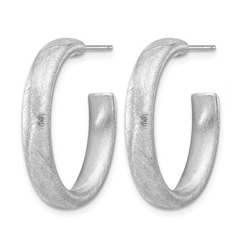 Leslie's Sterling Silver Rhodium-plated Brushed J-Hoop Post Earrings — alternate view
