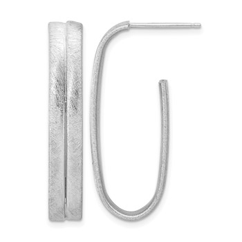 Leslie's Sterling Silver Rhodium-plated Brushed J-Hoop Post Earrings