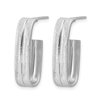 Leslie's Sterling Silver Rhodium-plated Brushed J-Hoop Post Earrings — alternate view