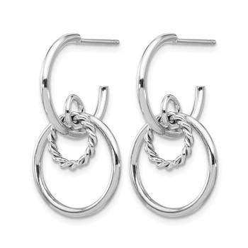 Leslie's Sterling Silver Rhodium-plated Polished and Textured Post Dangle E — alternate view