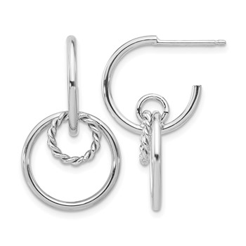 Leslie's Sterling Silver Rhodium-plated Polished and Textured Post Dangle E