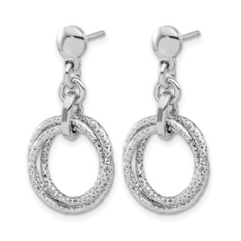 Leslie's Sterling Silver Rhodium-plated Circles Post Dangle Earrings — alternate view