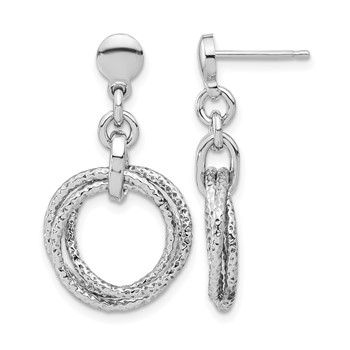 Leslie's Sterling Silver Rhodium-plated Circles Post Dangle Earrings