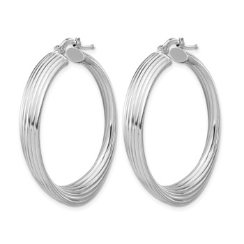 Leslie's Sterling Silver Rhodium-plated Large Hoop Earrings — alternate view