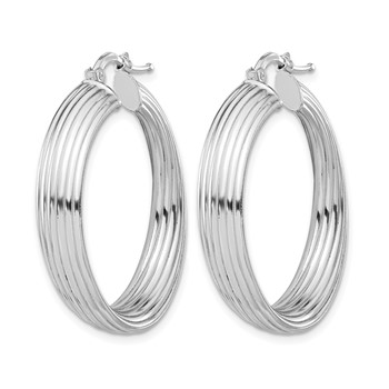 Leslie's Sterling Silver Rhodium-plated Small Hoop Earrings — alternate view