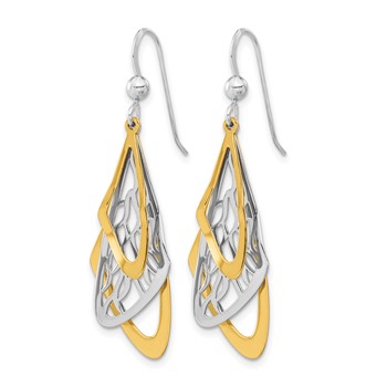 Leslie's Sterling Silver Rhodium-plated and Gold-tone Dangle Earrings — alternate view