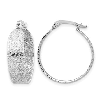 Leslie's Sterling Silver Rhodium-plated Textured Hoop Earrings