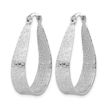 Leslie's Sterling Silver Rhodium-plated Textured Hoop Earrings — alternate view