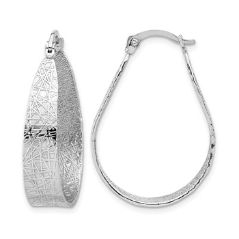 Leslie's Sterling Silver Rhodium-plated Textured Hoop Earrings