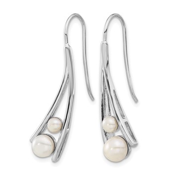 Leslie's Sterling Silver Rhodium-plated FWC Pearl Drop Earrings — alternate view