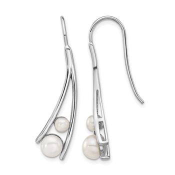 Leslie's Sterling Silver Rhodium-plated FWC Pearl Drop Earrings