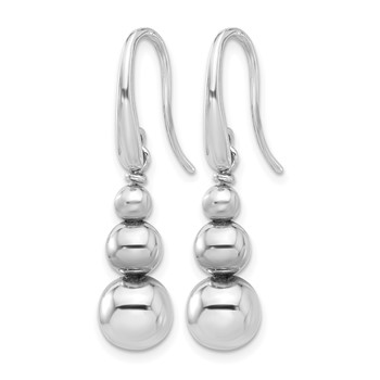 Leslie's SS Rh-plated Polished Beads Shepherd's Hook Dangle Earrings — alternate view