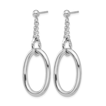 Leslie's Sterling Silver Rh-plated Oval Post Dangle Earrings — alternate view