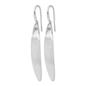 Leslie's Sterling Silver RH-plt Polished / Dia-cut Oval Shepherd Hook Earri — alternate view