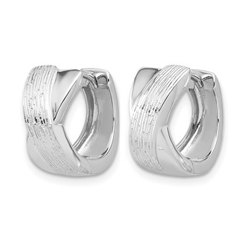 Leslie's Sterling Silver Rhodium-plated and D/C Hinged Hoop Earrings — alternate view