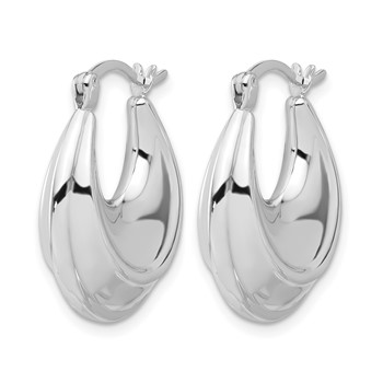 Leslie's Sterling Silver Rhodium-plated Graduating Puffed Hoop Earrings — alternate view