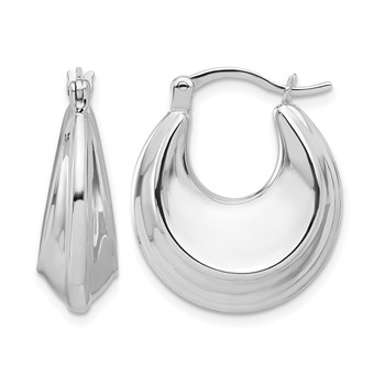Leslie's Sterling Silver Rhodium-plated Graduating Puffed Hoop Earrings