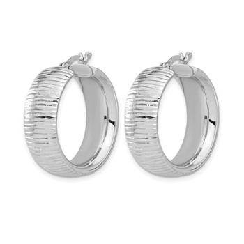Leslie's Sterling Silver Rhodium-plated and D/C Hoop Earrings — alternate view