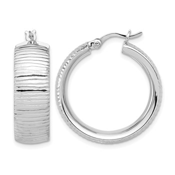 Leslie's Sterling Silver Rhodium-plated and D/C Hoop Earrings