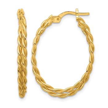 Leslie's Sterling Silver Gold-tone Polished Twisted Lrg Oval Hoop Earrings