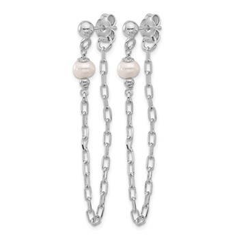 Leslie's Sterling Silver RH-plat FWC Pearl Front/Back Chain Dangle Earrings — alternate view