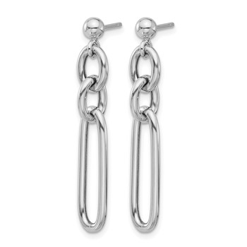 Leslie's Sterling Silver RH-plated Polished Fancy Link Post Dangle Earrings — alternate view