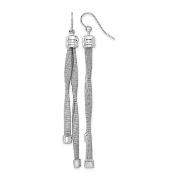 Leslie's Sterling Silver Rh-pl Twist Texture Wrapped 2-strand Twist Earring