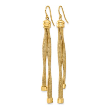 Leslie's Sterling Silver Gold-plat Twist Texture Wrapped 2-strand Earrings — alternate view