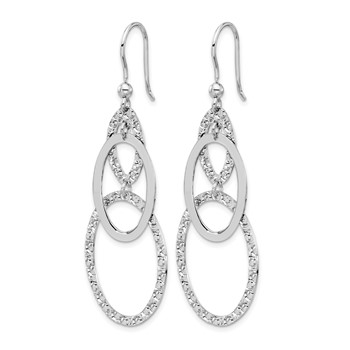 Leslie's Sterling Silver Rh-plated Polished/Textured Ovals Dangle Earrings — alternate view