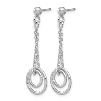 Leslie's Sterling Silver Rh-plated Polished Circles on Chain Dangle Earring — alternate view
