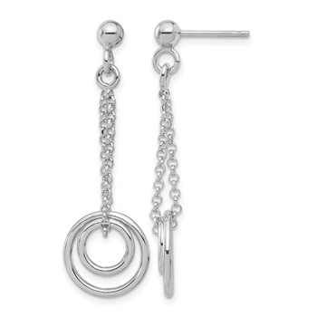 Leslie's Sterling Silver Rh-plated Polished Circles on Chain Dangle Earring