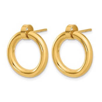 Leslie's Sterling Silver Gold-tone Polished Circle Post Dangle Earrings — alternate view