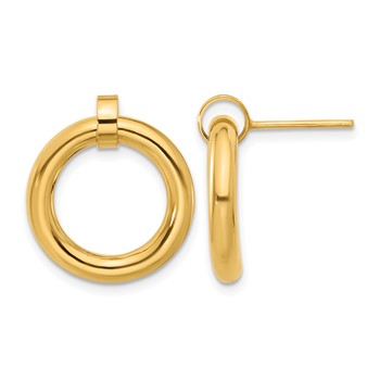 Leslie's Sterling Silver Gold-tone Polished Circle Post Dangle Earrings